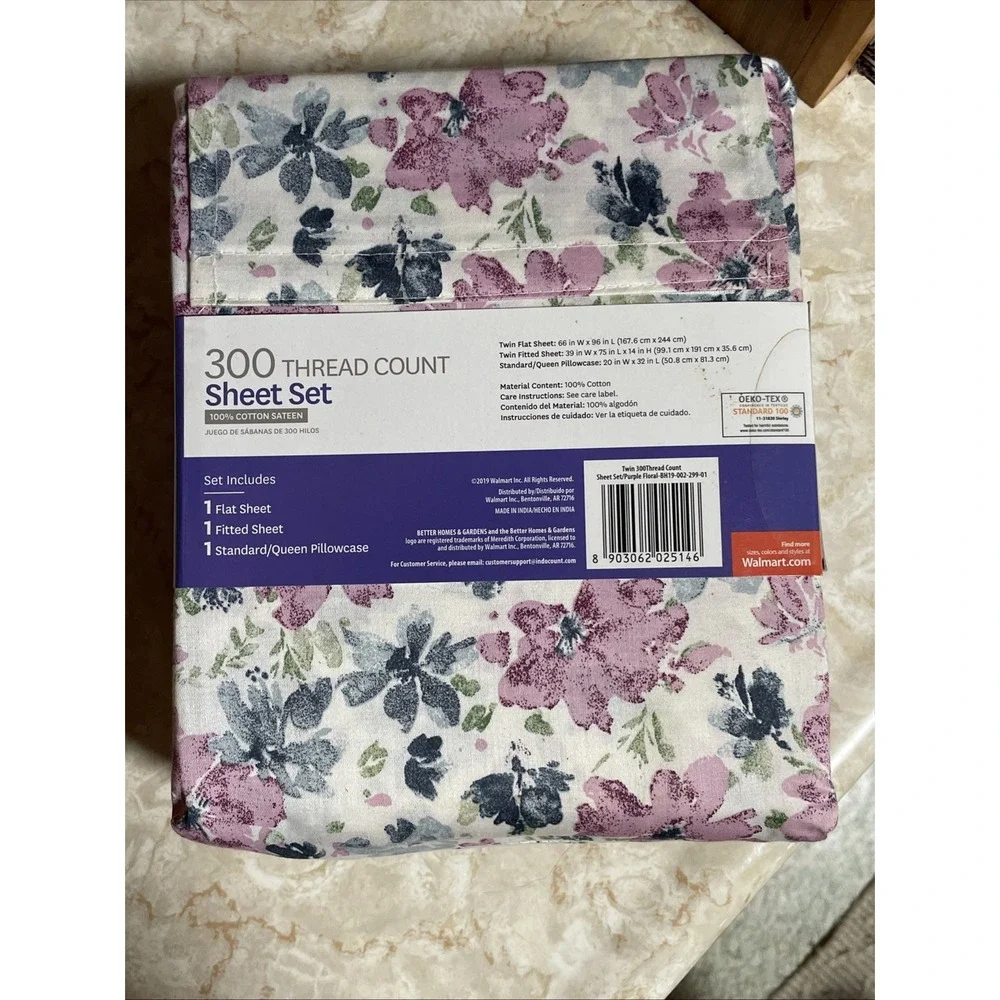 NWT 300 Thread Count Sheet Set Floral Cool Surface Twin - Better Home & Gardens‎